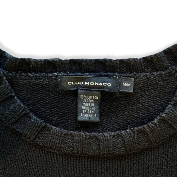 90s Club Monaco Black Cotton Sweater – M - Picture 4 of 6